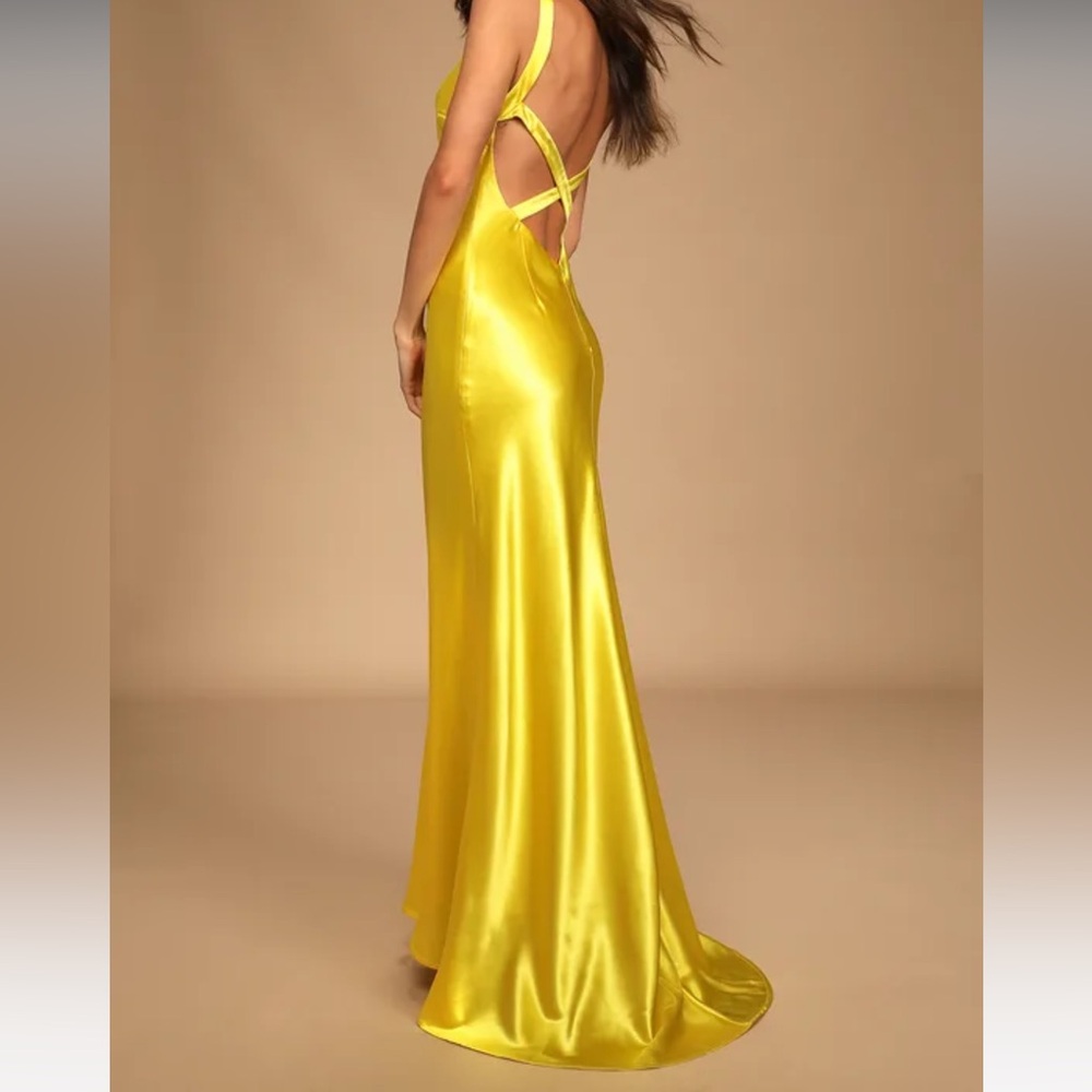 Yellow Halter Backless Gown